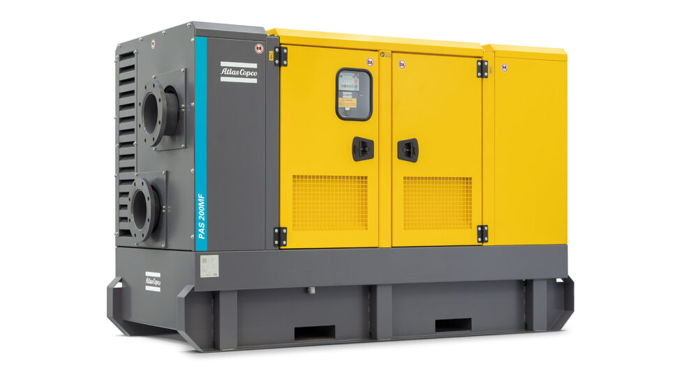 Atlas Copco PAS 200MF selbstansaugende Diesel-Pumpe im schallgedämmten Gehäuse